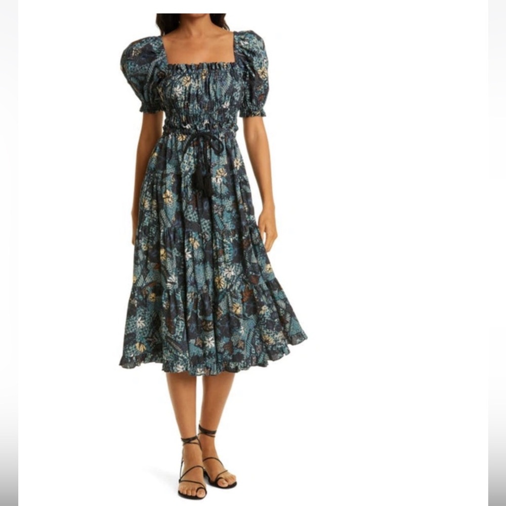 ULLA JOHNSON Iliana Printed Poplin Dress Sz 2